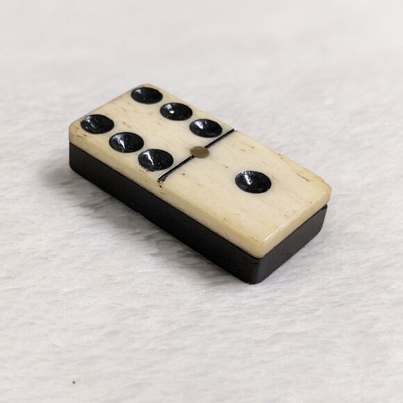 Jewelry - Antique Bone & Ebony w/ Brass Tac Domino Brooche